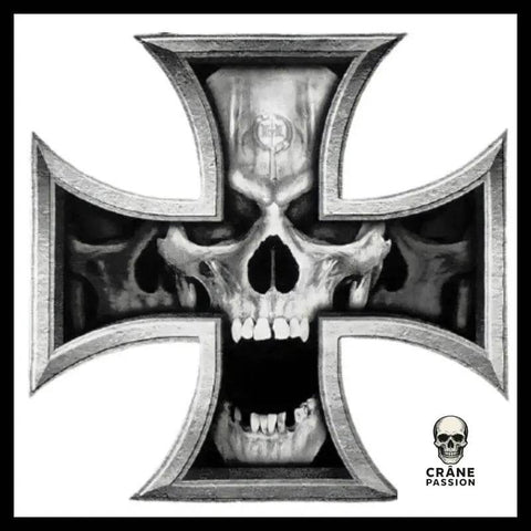 Autocollant Croix de Malte - Crâne Passion