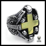 Bague Croix Homme (Acier) - Crâne Passion