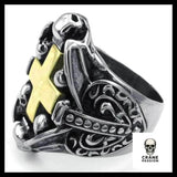 Bague Croix Homme (Acier) - Crâne Passion