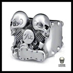 Bague Motard Rétro (Acier) - Crâne Passion