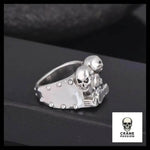 Bague Motard Rétro (Acier) - Crâne Passion