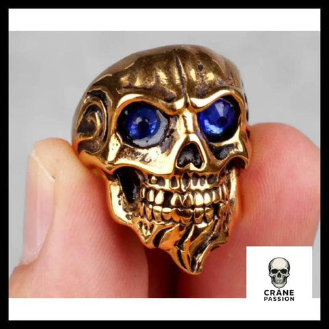 Bague Tête de Mort Dieu Du feu Or - Crâne Passion