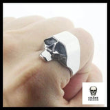 Bague Tête de Mort Géométrique (Acier) - Crâne Passion