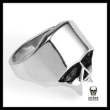 Bague Tête de Mort Géométrique (Acier) - Crâne Passion
