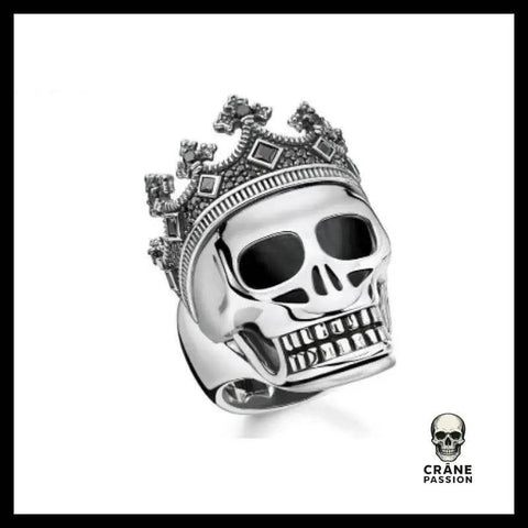 Bague Tête de Mort Roi En Argent - Crâne Passion