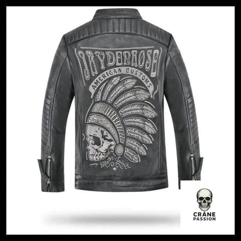Blouson Motard en Cuir - Crâne Passion