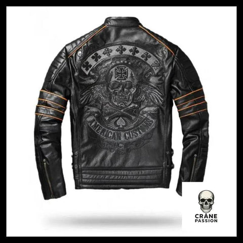 Blouson Motard Tête de Mort (Cuir) - Crâne Passion