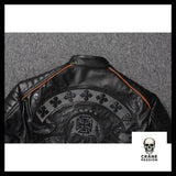 Blouson Motard Tête de Mort (Cuir) - Crâne Passion