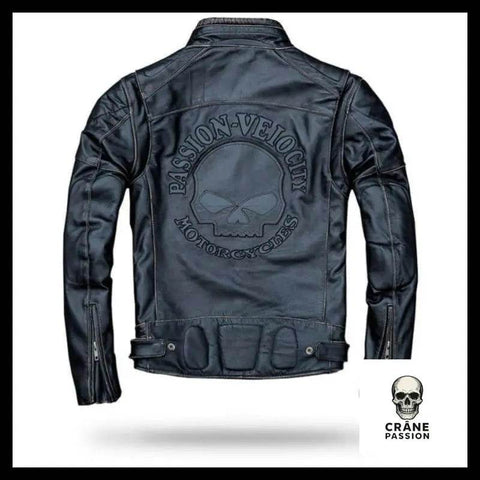 Blouson Moto Skull (Cuir) - Crâne Passion