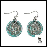 Boucles D'oreilles Tête de Mort Achéo Turquoise - Crâne Passion