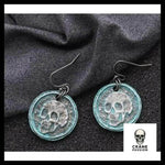 Boucles D'oreilles Tête de Mort Achéo Turquoise - Crâne Passion