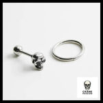 Boucles D'oreilles Tête de Mort et Anneau - Crâne Passion