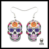 Boucles D'oreilles Tête de Mort Calavera Gerbera - Crâne Passion