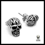 Boucles D'oreilles Tête de Mort Enflammées - Crâne Passion