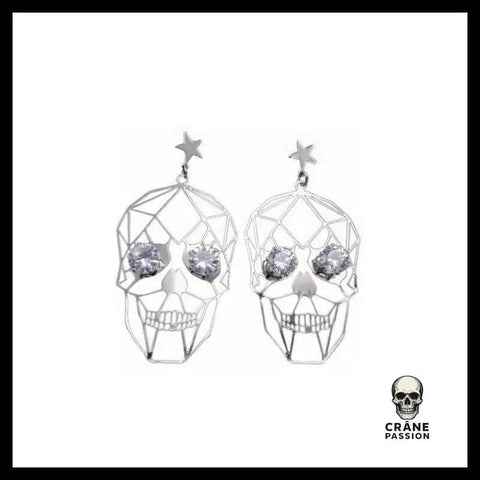 Boucles D'oreilles Tête de Mort Origami - Crâne Passion