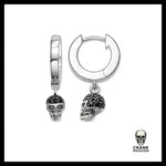 Boucles D'oreilles Tête de Mort Pierres Noires - Crâne Passion