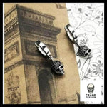 Boucles D'oreilles Tête de Mort Pierres Noires - Crâne Passion