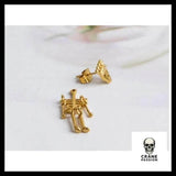 Boucles D'oreilles Tête de Mort Squelette Roi Or - Crâne Passion