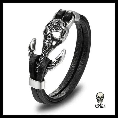 Bracelet Ancre (Cuir) - Crâne Passion