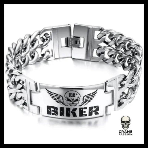 Bracelet Biker Homme (Acier) - Crâne Passion