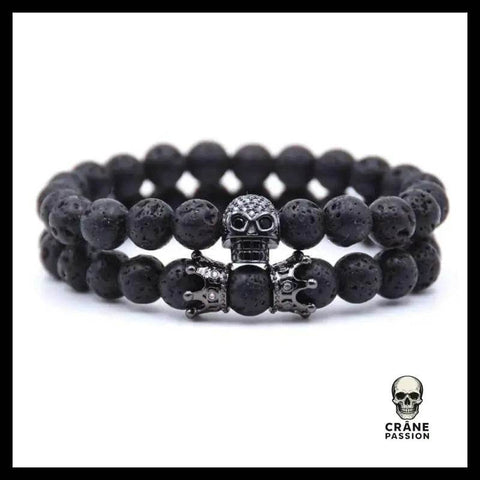 Bracelet Couronne Homme (Perles) - Crâne Passion