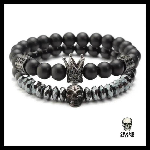Bracelet Avec Couronne (Perles) - Crâne Passion