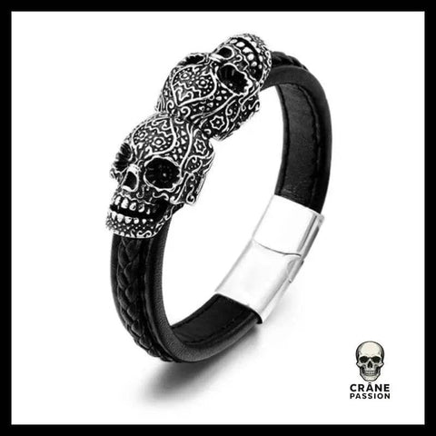 Bracelet Crâne Mexicain (Cuir) - Crâne Passion