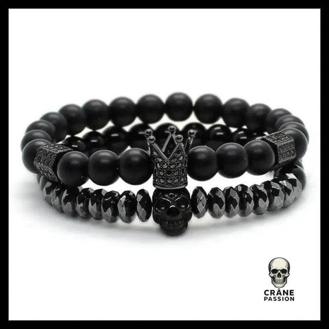 Bracelet Crâne Noir (Perles) - Crâne Passion