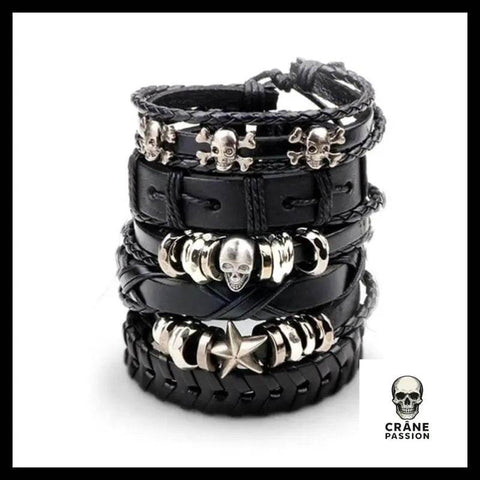Bracelet Gothique (Cuir) - Crâne Passion
