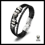 Bracelet Macabre Cuir Marron (Cuir) - Crâne Passion