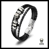 Bracelet Macabre Cuir Marron (Cuir) - Crâne Passion