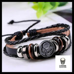Bracelet Motard (Cuir) - Crâne Passion