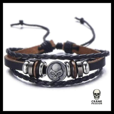 Bracelet Motard (Cuir) - Crâne Passion