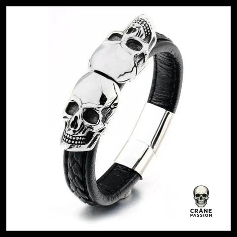 Bracelet Rock (Cuir) - Crâne Passion