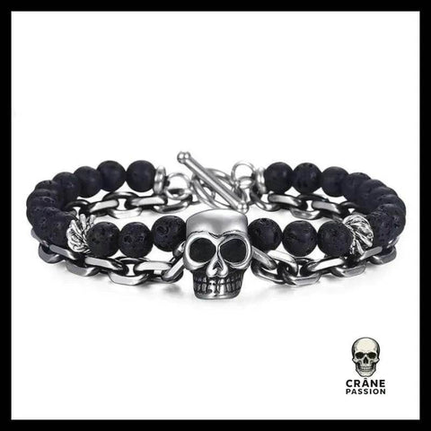 Bracelet Skull Biker (Perles) - Crâne Passion