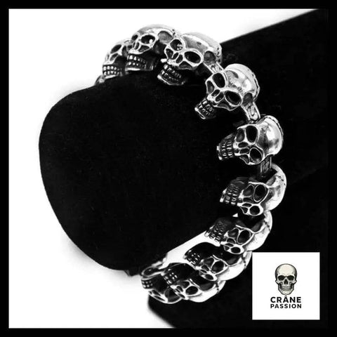 Bracelet Tête de Mort Chaîne Biker - Crâne Passion