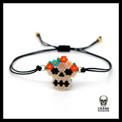 Bracelet Tête de Mort Fleurie - Crâne Passion
