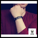 Bracelet Tête de Mort Gothique/punk en Cuir - Crâne Passion