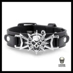 Bracelet Tête de Mort Gothique/punk en Cuir - Crâne Passion