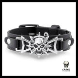 Bracelet Tête de Mort Gothique/punk en Cuir - Crâne Passion