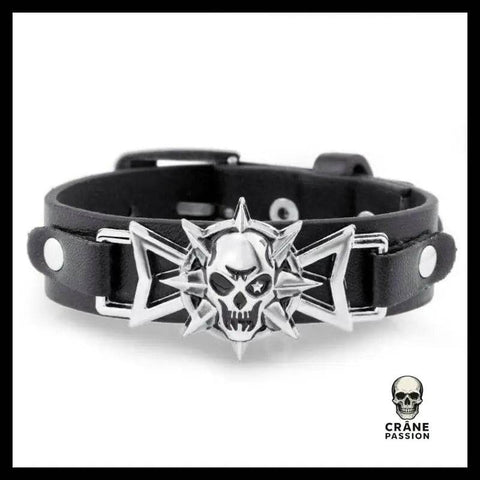 Bracelet Tête de Mort Gothique/punk en Cuir - Crâne Passion
