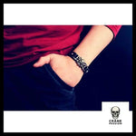 Bracelet Tête de Mort Gothique/punk en Cuir - Crâne Passion