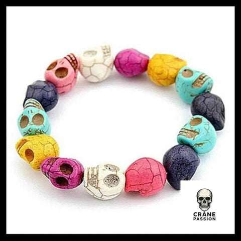 Bracelet Tête de Mort Multicolore - Crâne Passion