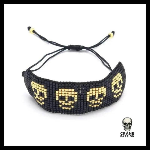 Bracelet Tête de Mort en Perles - Crâne Passion