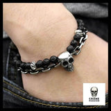 Bracelet Tête de Mort Pierre Volcanique - Crâne Passion