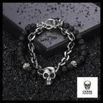 Bracelet Tête de Mort Pierre Volcanique - Crâne Passion