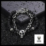 Bracelet Tête de Mort Pierre Volcanique - Crâne Passion