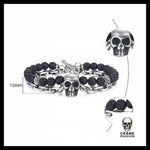 Bracelet Tête de Mort Pierre Volcanique - Crâne Passion
