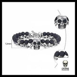 Bracelet Tête de Mort Pierre Volcanique - Crâne Passion