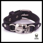 Bracelet Tête de Mort Punk/gothique Vintage en Cuir - Crâne Passion